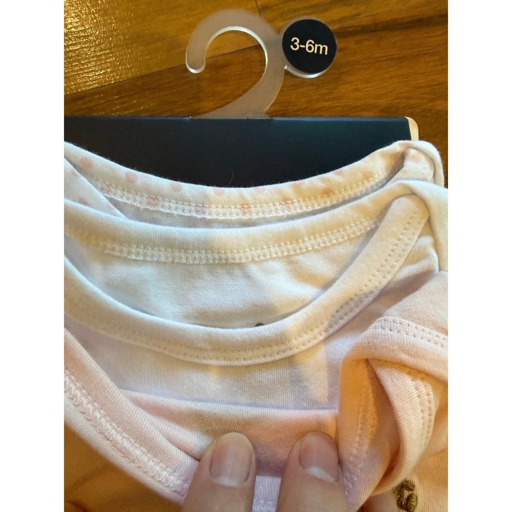 Baby GAP Bodysuits Infant 3-6M Pink White polka dot NWT 3pk Bear Undershirts
